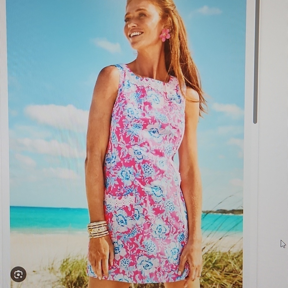 Lilly Pulitzer Ginge Shift Romper in Roxie Pink/Wave N Sea NWT Size 6